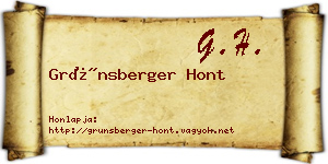 Grünsberger Hont névjegykártya